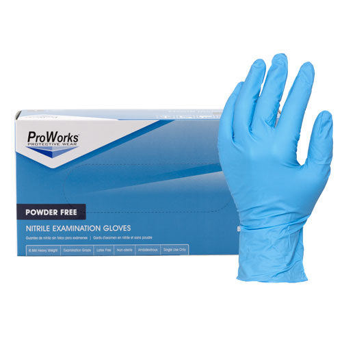 ProWorks  Blue Nitrile Exam Gloves Powder Free, 6 mil (GL-NB107F)