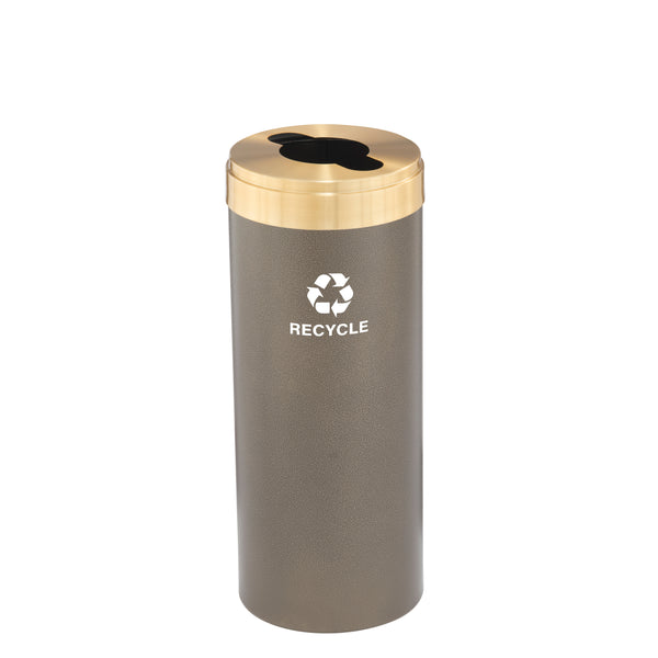 Glaro RecyclePro Value Recycling Bin – Mixed Recyclables Slot with Satin Brass Lid | 15-41 Gallons | Made in USA