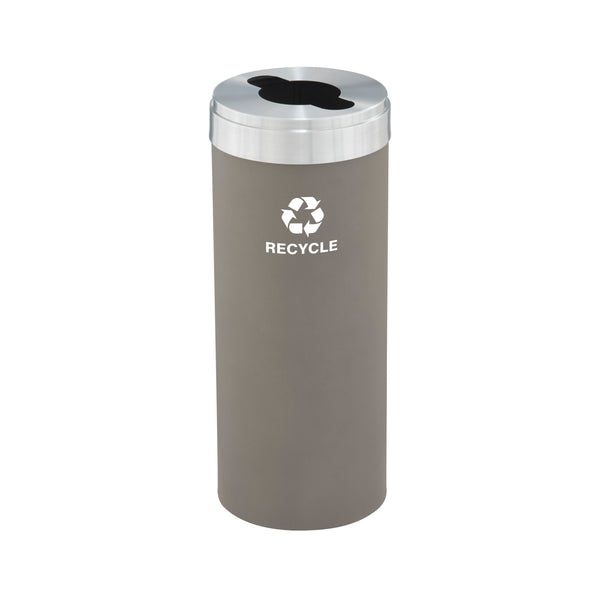 Glaro RecyclePro Value Series with Multi-Purpose Opening for MIXED RECYCLABLES -Designer colored base with Satin Aluminum lid