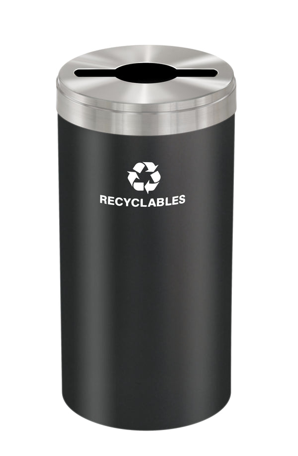 Glaro RecyclePro Value Series with Multi-Purpose Opening for MIXED RECYCLABLES -Designer colored base with Satin Aluminum lid