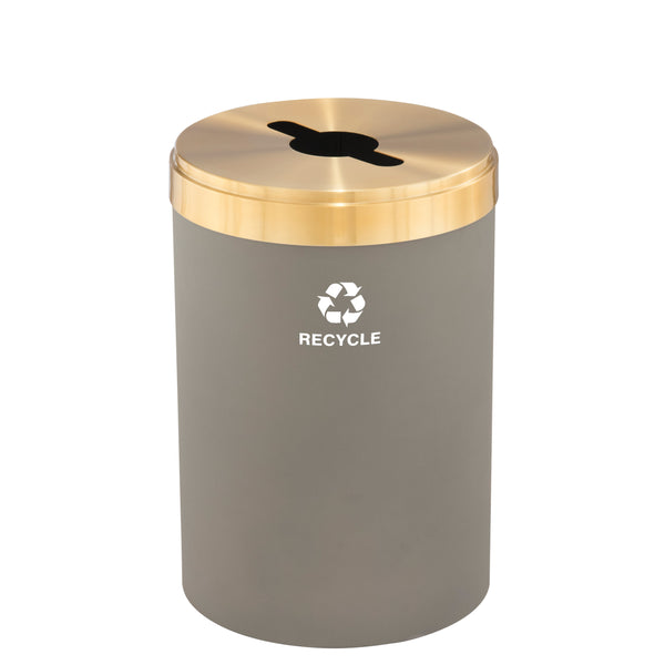 Glaro RecyclePro Value Series with Multi-Purpose Opening for MIXED RECYCLABLES - Designer Base With Satin Brass Lid