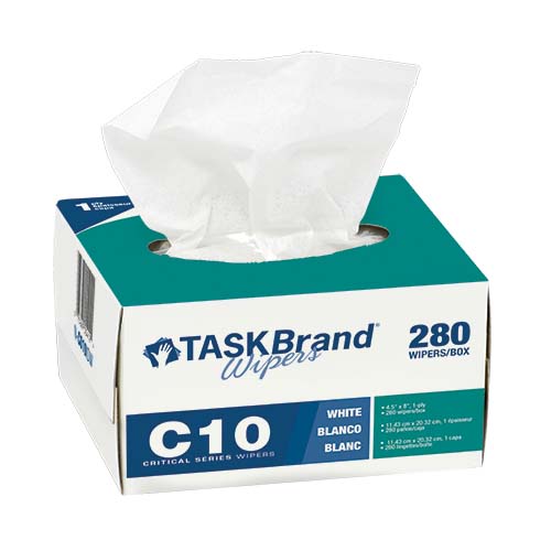 TaskBrand® Critical Series Wipers, Interfold Dispenser Box, 1-3 ply, White (N-C010 / N-C030)