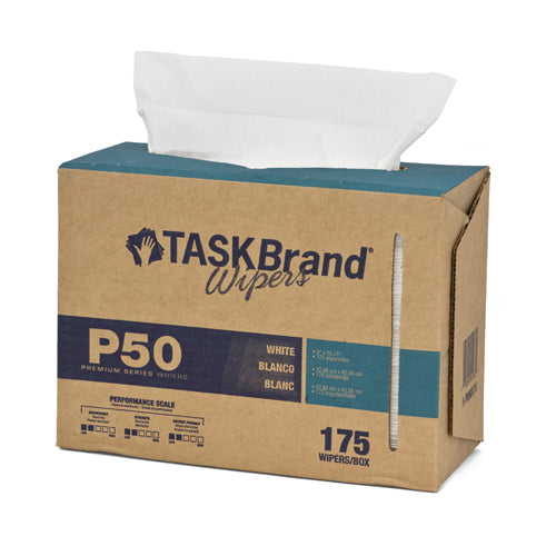 Taskbrand P50 LD Hydrospun, 9"X16.75", Interfold Dispenser Box, White
