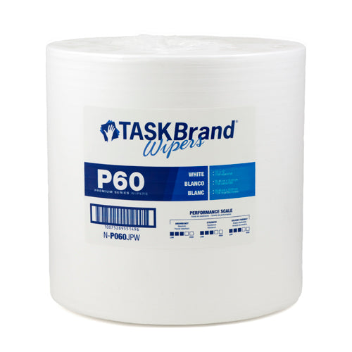 Taskbrand P60 MD Hydrospun, 12"X13", Jumbo Roll, Polywrapped, White