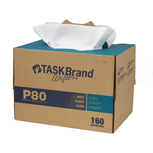 Taskbrand P80 PD Hydrospun, 12"X16.75", Interfold, Twin Tote, White