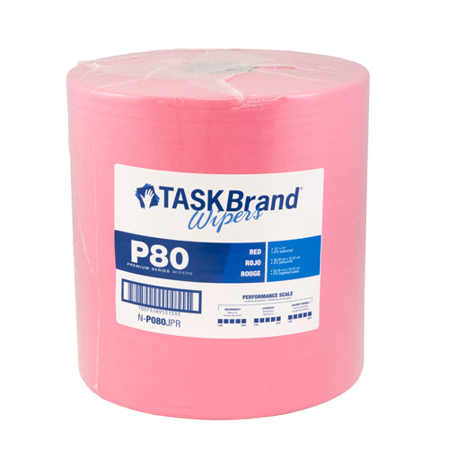 Taskbrand P80 PD Hydrospun, 12"X13", Jumbo Roll, Polywrapped, Red