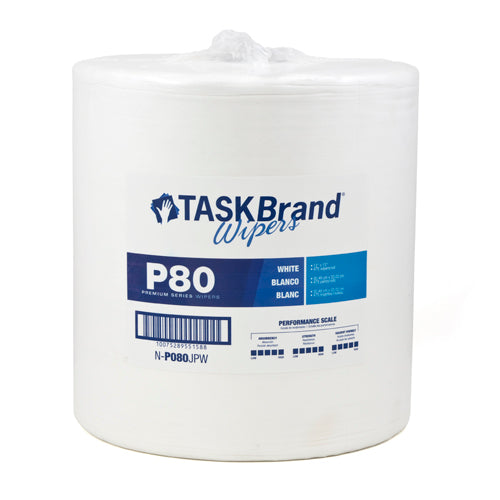 Taskbrand P80 PD Hydrospun, 12"X13", Jumbo Roll, Polywrapped, White