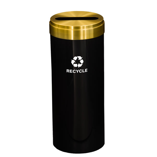 Glaro RecyclePro Value Recycling Receptacle – Paper Slot with Satin Brass Lid & Designer Color Base | Choose Size | Made in USA