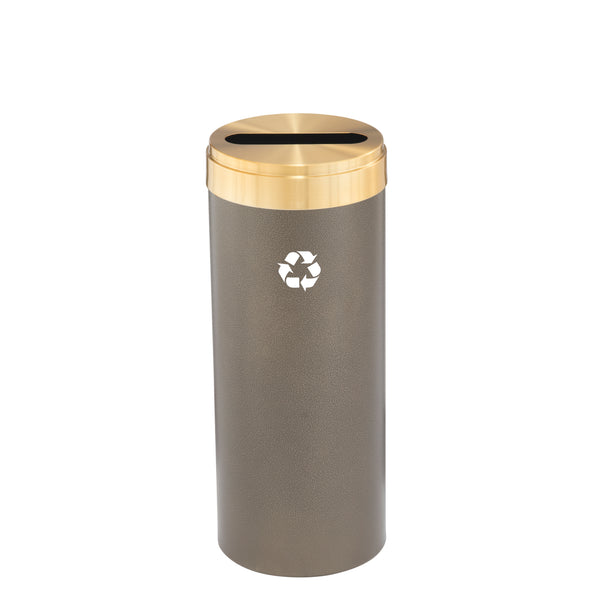 Glaro RecyclePro Value Recycling Receptacle – Paper Slot with Satin Brass Lid & Designer Color Base | Choose Size | Made in USA
