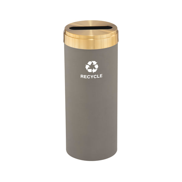 Glaro RecyclePro Value Recycling Receptacle – Paper Slot with Satin Brass Lid & Designer Color Base | Choose Size | Made in USA