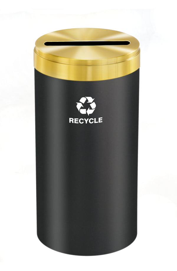 Glaro RecyclePro Value Recycling Receptacle – Paper Slot with Satin Brass Lid & Designer Color Base | Choose Size | Made in USA