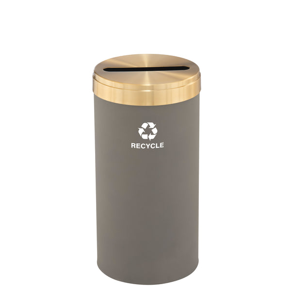 Glaro RecyclePro Value Recycling Receptacle – Paper Slot with Satin Brass Lid & Designer Color Base | Choose Size | Made in USA