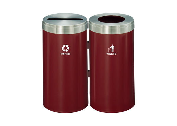 Glaro RecyclePro Value Connected Recycling Stations, Designer Color Base with Satin Aluminum Lid, 23 gallons each