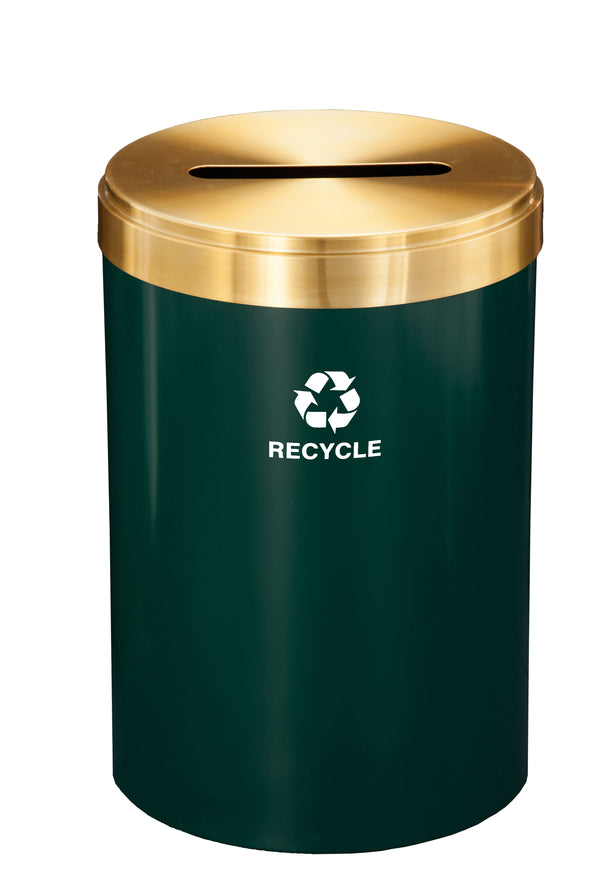 Glaro RecyclePro Value Recycling Receptacle – Paper Slot with Satin Brass Lid & Designer Color Base | Choose Size | Made in USA