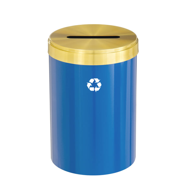 Glaro RecyclePro Value Recycling Receptacle – Paper Slot with Satin Brass Lid & Designer Color Base | Choose Size | Made in USA