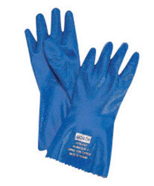 Honeywell Blue Nitri-Knit™ Cotton Interlock Lined 40 mil Supported Nitrile Chemical Resistant Gloves. 144 Pairs of Gloves Per Case or 12 Pairs per Dozen