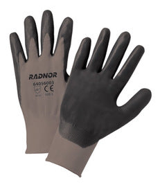 RADNOR® 13 Gauge Black Nitrile Palm And Finger Coated Work Gloves With Gray Nylon Liner And Knit Wrist