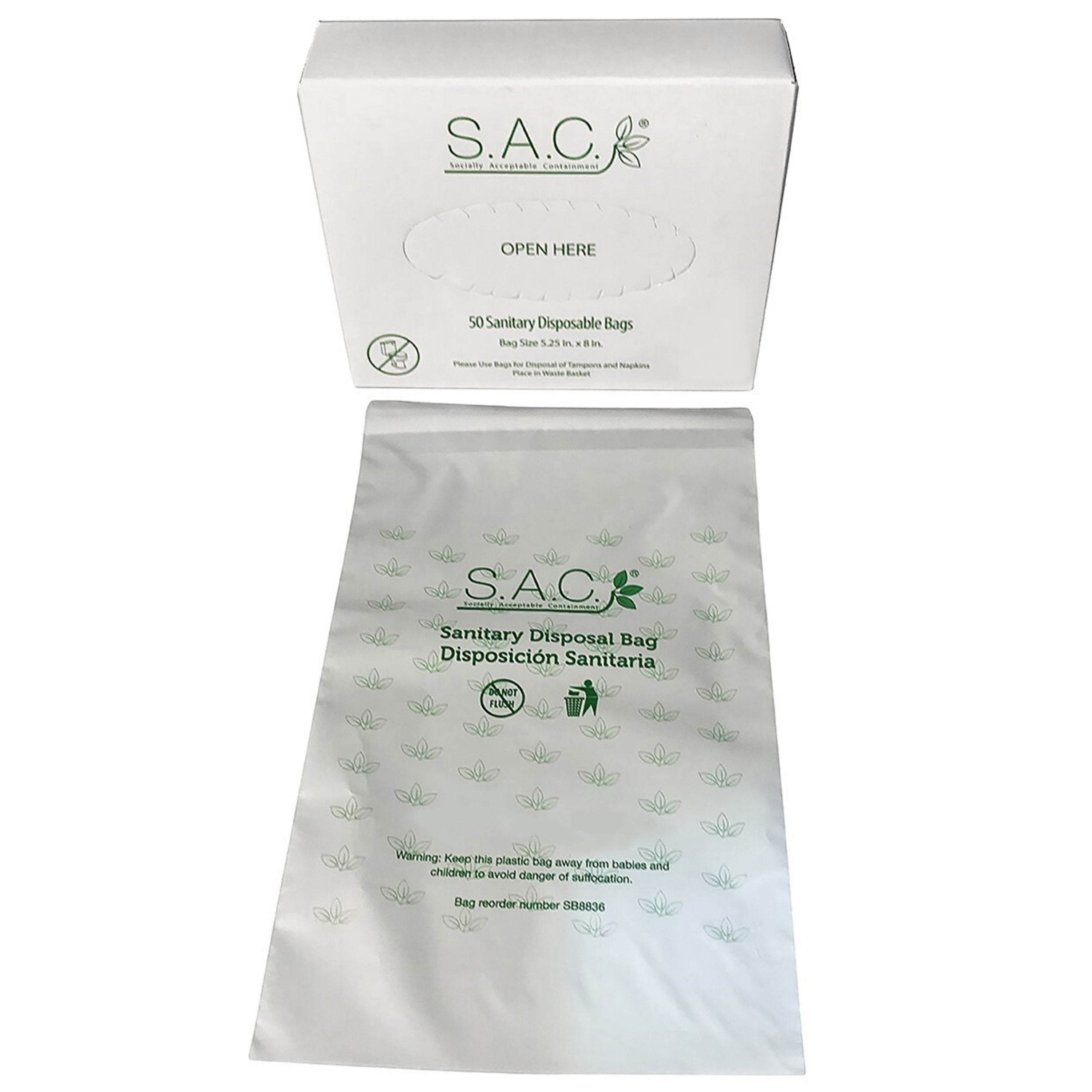 Sanitary napkin disposal pouch outlet
