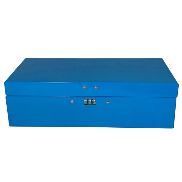Security box with combination lock, blue