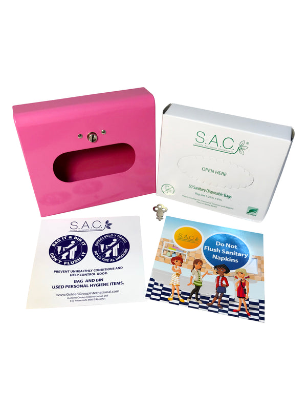 Sanitary Napkin Disposal Bag Dispenser - Box Format - prefilled starter set