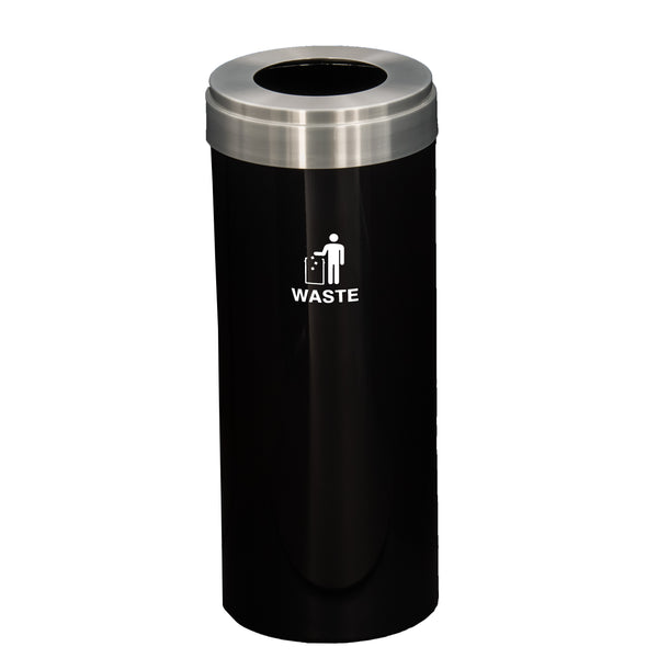 Glaro RecyclePro Value Waste Receptacle – Large Opening | Satin Aluminum Lid | 15–41 Gallons | Made in USA