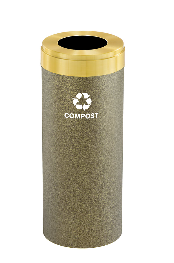 Glaro RecyclePro Value Single Purpose Recycling Receptacle – Satin Brass Lid, Multiple Sizes | Made in USA