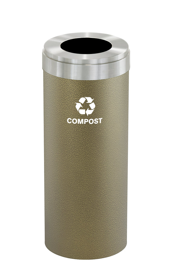 Glaro RecyclePro Value Waste Receptacle – Large Opening | Satin Aluminum Lid | 15–41 Gallons | Made in USA