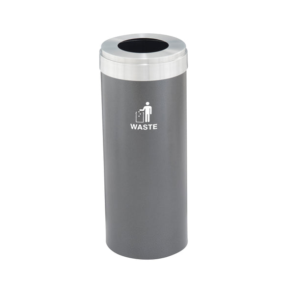 Glaro RecyclePro Value Waste Receptacle – Large Opening | Satin Aluminum Lid | 15–41 Gallons | Made in USA