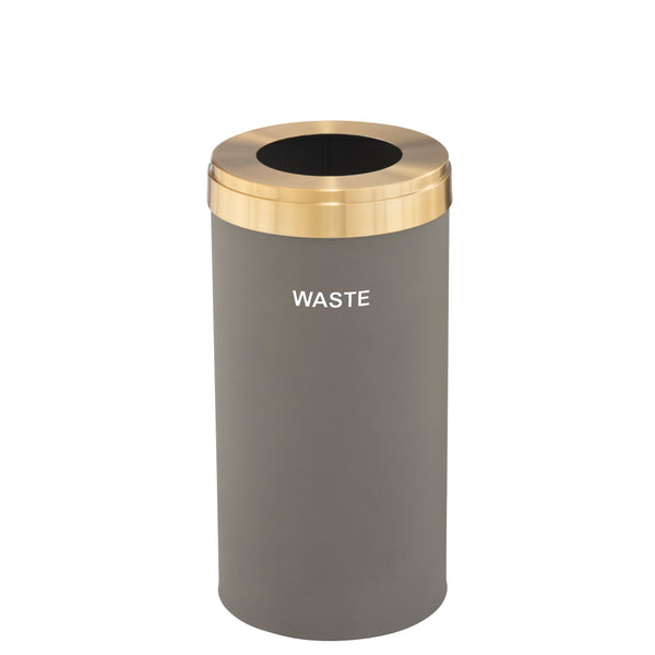 Glaro RecyclePro Value Series with Single Purpose, Large Opening for WASTE & TRASH - Designer Color base with Satin Brass Lid