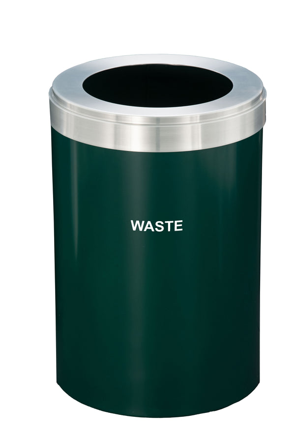 Glaro RecyclePro Value Waste Receptacle – Large Opening | Satin Aluminum Lid | 15–41 Gallons | Made in USA