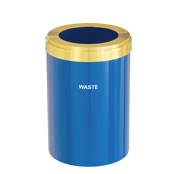 Glaro RecyclePro Value Series with Single Purpose, Large Opening for WASTE & TRASH - Designer Color base with Satin Brass Lid