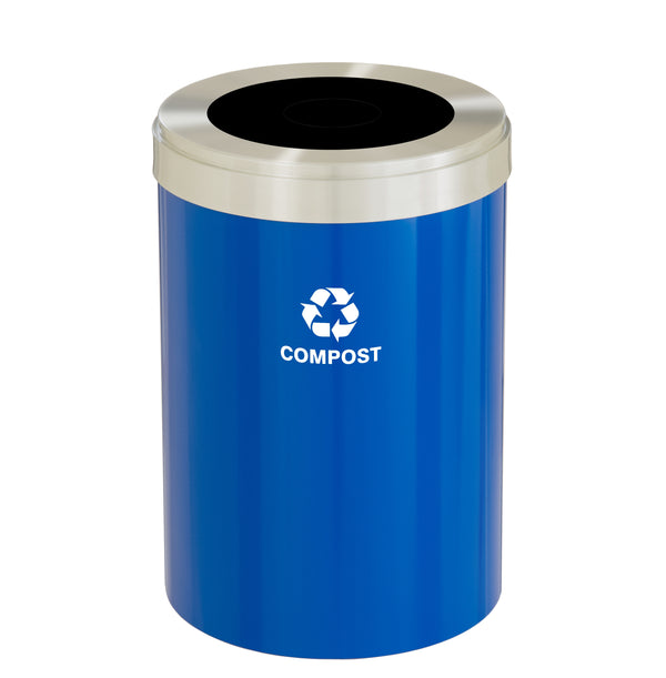 Glaro RecyclePro Value Waste Receptacle – Large Opening | Satin Aluminum Lid | 15–41 Gallons | Made in USA