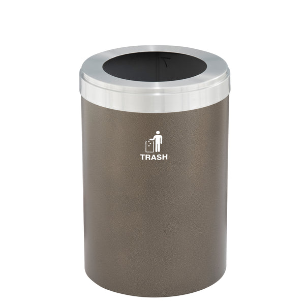 Glaro RecyclePro Value Series with Single Purpose, Large Opening for WASTE & TRASH - Designer Color base with Satin Aluminum Lid