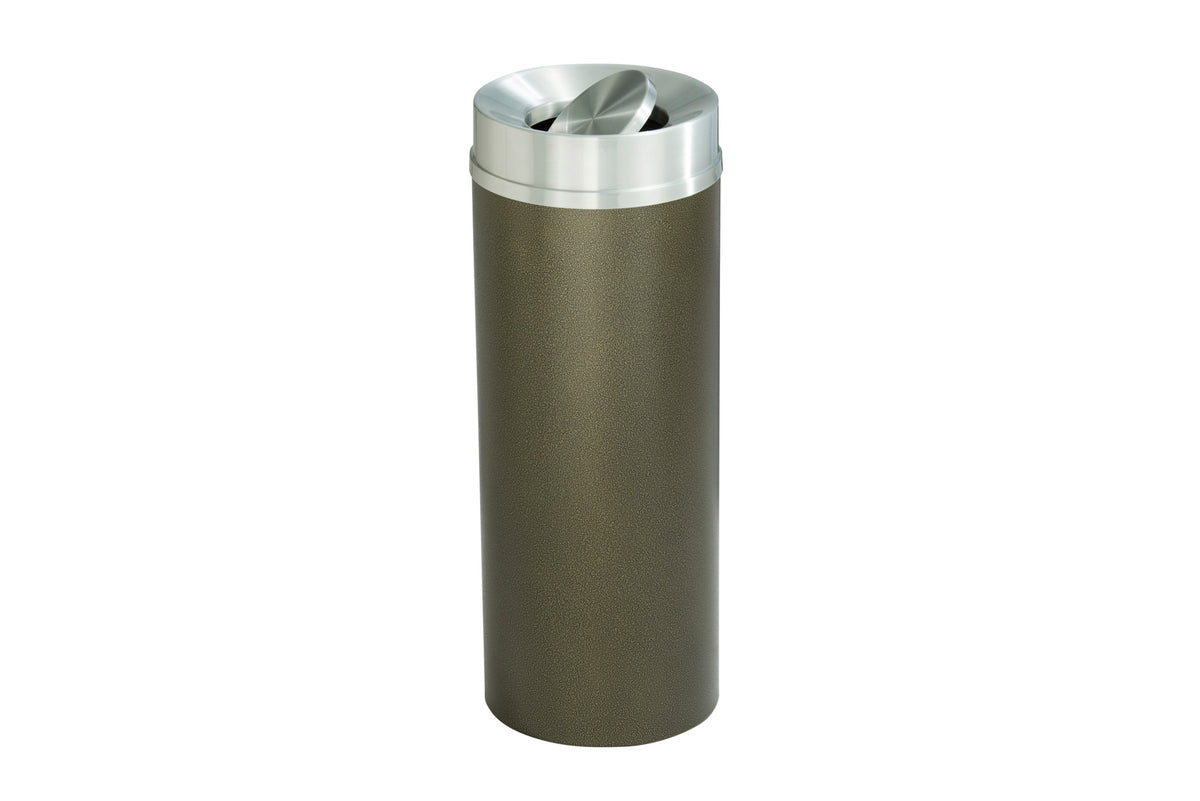 Glaro “Mount Everest” Waste Receptacle –  Satin Aluminum Tip Action Lid | Choose base color | Made in USA