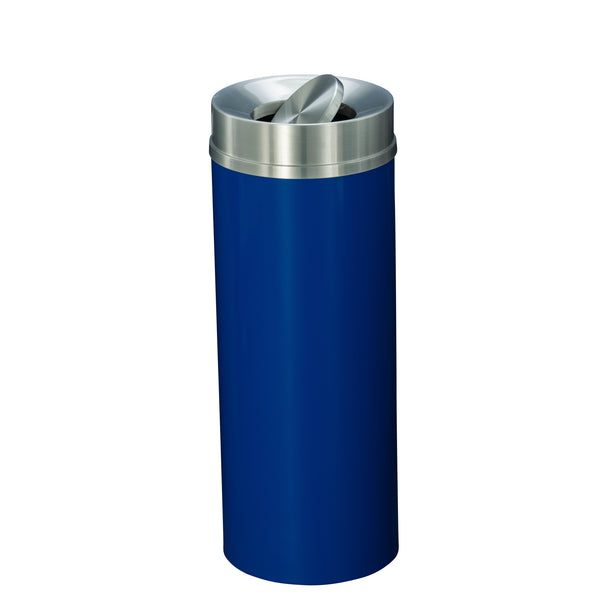 Glaro “Mount Everest” Waste Receptacle – Tip Action Lid | Blue & Satin Aluminum | Made in USA