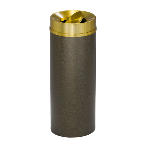 Glaro “Mount Everest” Waste Receptacle – Tip Action Lid | Bronze Vein & Satin Brass | Made in USA