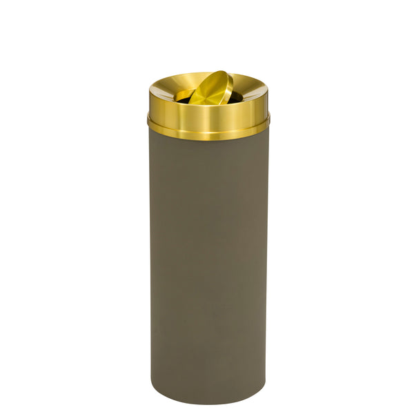 Glaro “Mount Everest” Waste Receptacle – Tip Action Lid | Nickel & Satin Brass | Made in USA