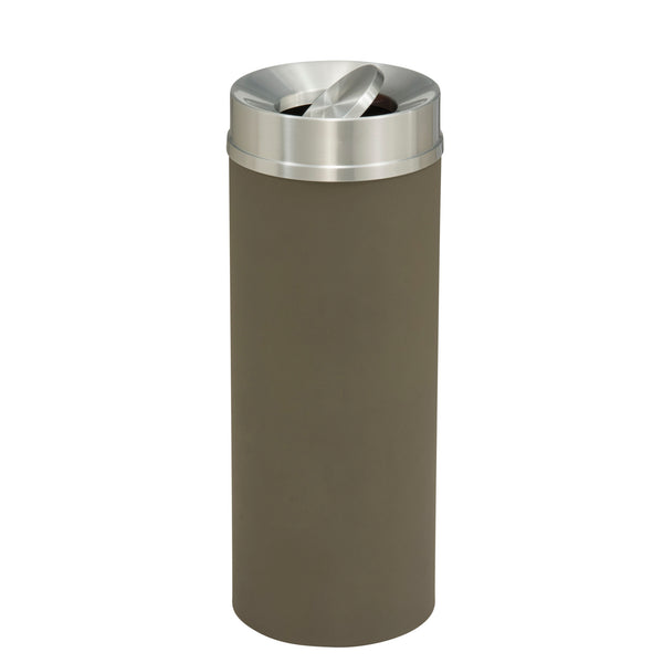 Glaro “Mount Everest” Waste Receptacle – Tip Action Lid | Nickel & Satin Aluminum | Made in USA