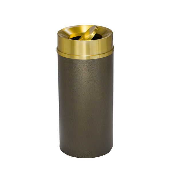Glaro “Mount Everest” Waste Receptacle – Tip Action Lid | Bronze Vein & Satin Brass | Made in USA