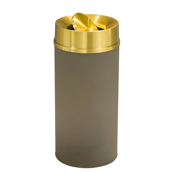 Glaro “Mount Everest” Waste Receptacle – Tip Action Lid | Nickel & Satin Brass | Made in USA