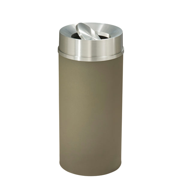 Glaro “Mount Everest” Waste Receptacle – Tip Action Lid | Nickel & Satin Aluminum | Made in USA