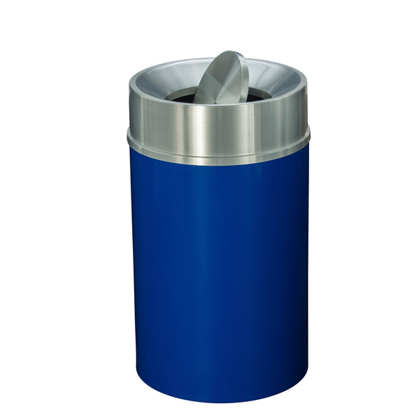 Glaro “Mount Everest” Waste Receptacle – Tip Action Lid | Blue & Satin Aluminum | Made in USA