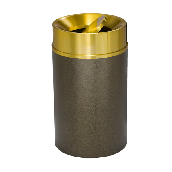 Glaro “Mount Everest” Waste Receptacle – Tip Action Lid | Bronze Vein & Satin Brass | Made in USA
