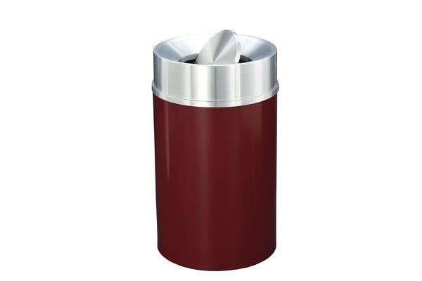 Glaro “Mount Everest” Waste Receptacle – Tip Action Lid | Burgundy & Satin Aluminum | Made in USA