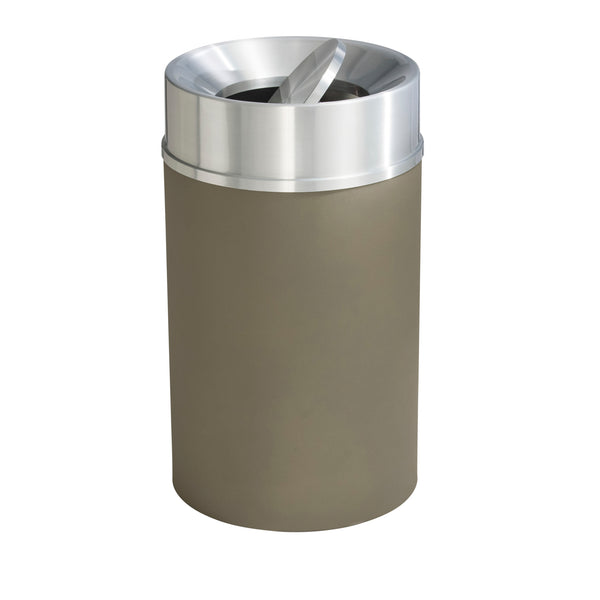 Glaro “Mount Everest” Waste Receptacle – Tip Action Lid | Nickel & Satin Aluminum | Made in USA