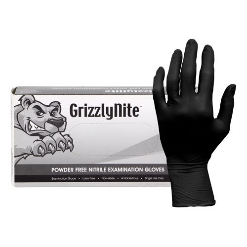 ProWorks GrizzlyNite Black Nitrile Powder Free Exam Gloves, 5 mil