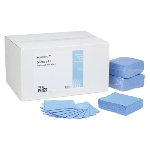 Sontara® EC, Creped, Blue, 12"x13.2", Qtr Folded in Poly Pack, 50/pack, 18 packs/case (M-PR821)